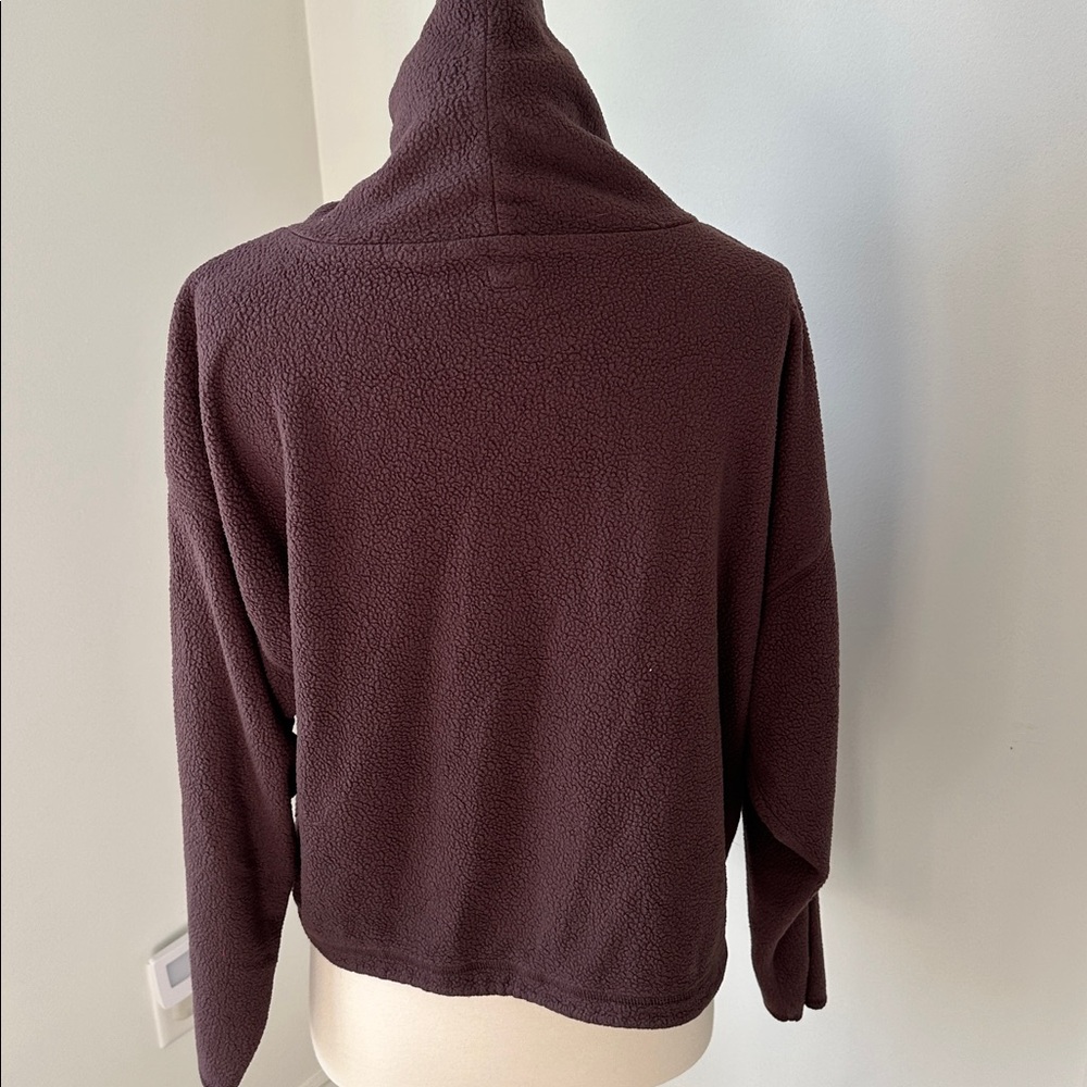 Aerie Fuzzy Teddy Cropped Cowl Neck Sweater - Picture 4 of 5